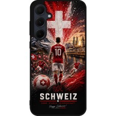 Coque Samsung Galaxy A35 5G - Silicone rigide noir Football Schweiz splash 2026