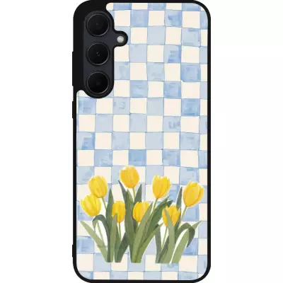 Samsung Galaxy A35 5G Case Hülle - Silikon schwarz Blue vichy tulips Spring 2026