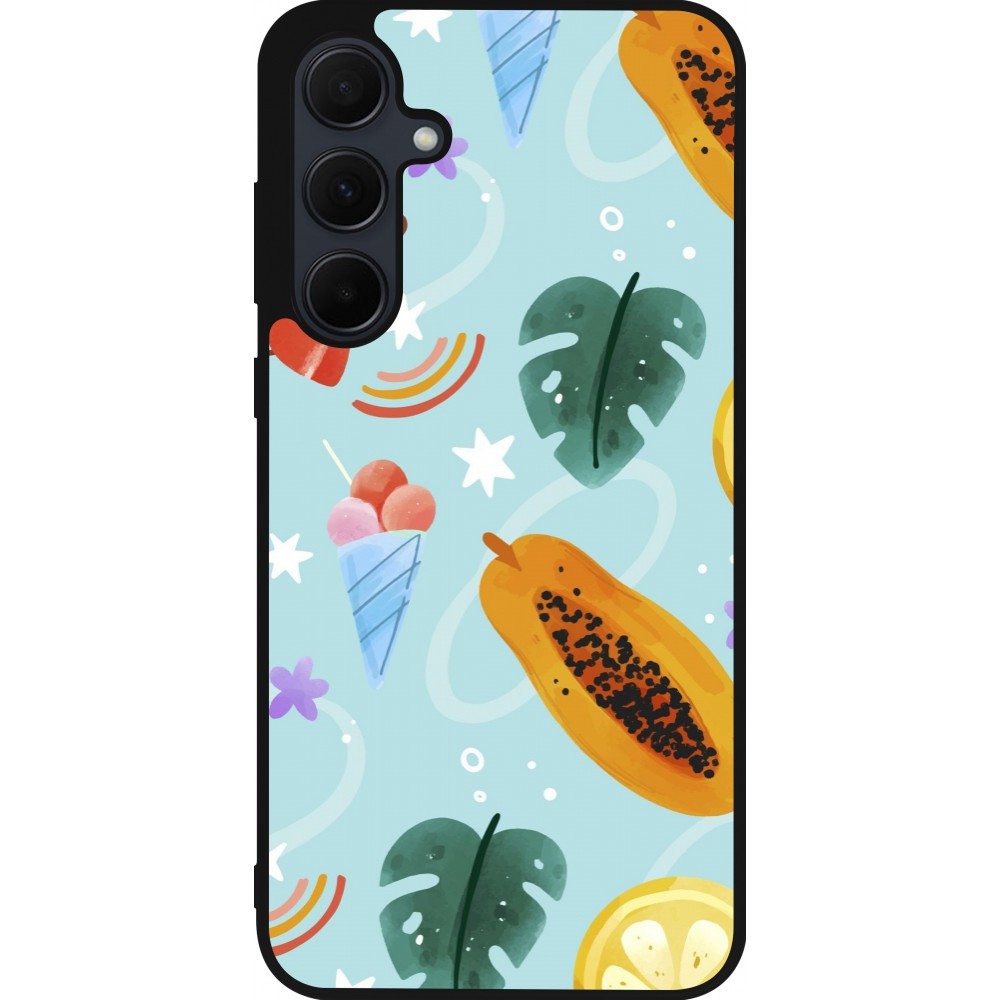 Coque Samsung Galaxy A35 5G - Silicone rigide noir Summer 2025 Pattern papaya
