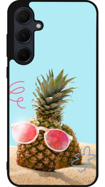 Coque Samsung Galaxy A35 5G - Silicone rigide noir Pineapple with glasses Summer 2026