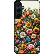 Coque Samsung Galaxy A35 5G - Silicone rigide noir Summer Floral Pattern
