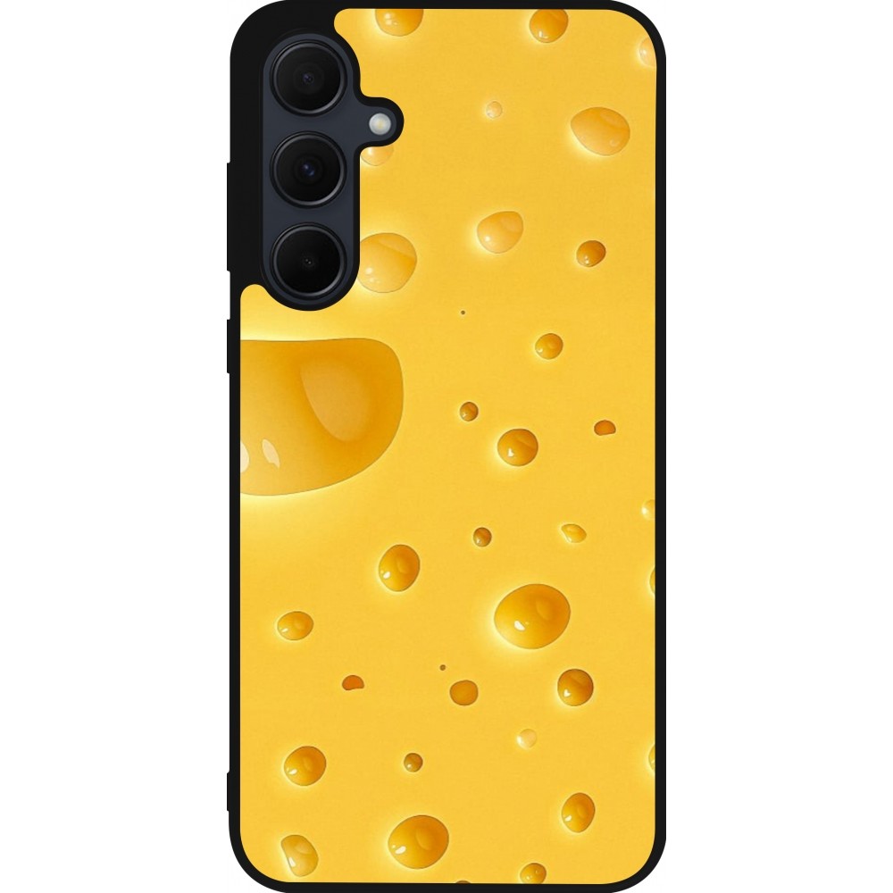 Samsung Galaxy A35 5G Case Hülle - Silikon schwarz  Nationalfeiertag Schweiz Cheese