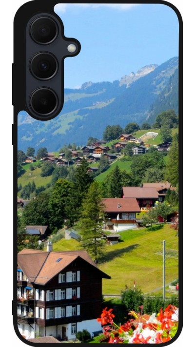 Coque Samsung Galaxy A35 5G - Silicone rigide noir Fête Nationale Suisse Paysage