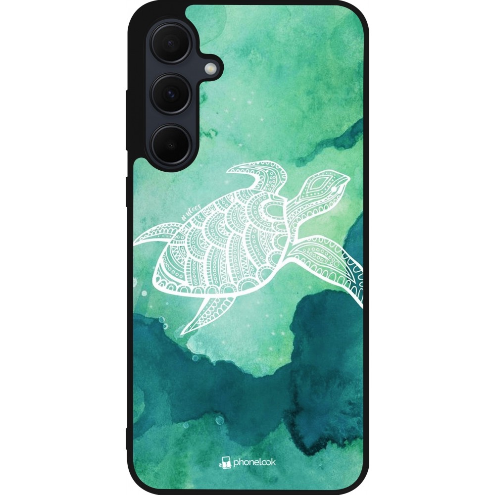 Samsung Galaxy A35 5G Case Hülle - Silikon schwarz Turtle Aztec Watercolor