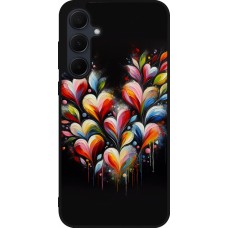 Samsung Galaxy A35 5G Case Hülle - Silikon schwarz Valentin 2024 Schwarzes Herz Abstrakt
