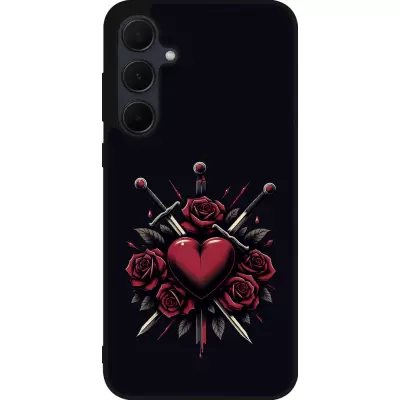 Coque Samsung Galaxy A35 5G - Silicone rigide noir Valentine 2024 gothic love
