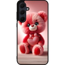 Coque Samsung Galaxy A35 5G - Silicone rigide noir Valentine 2024 Ourson rose