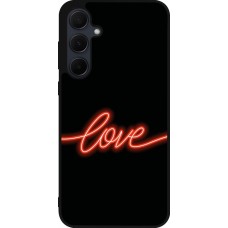 Coque Samsung Galaxy A35 5G - Silicone rigide noir Valentine 2023 neon love