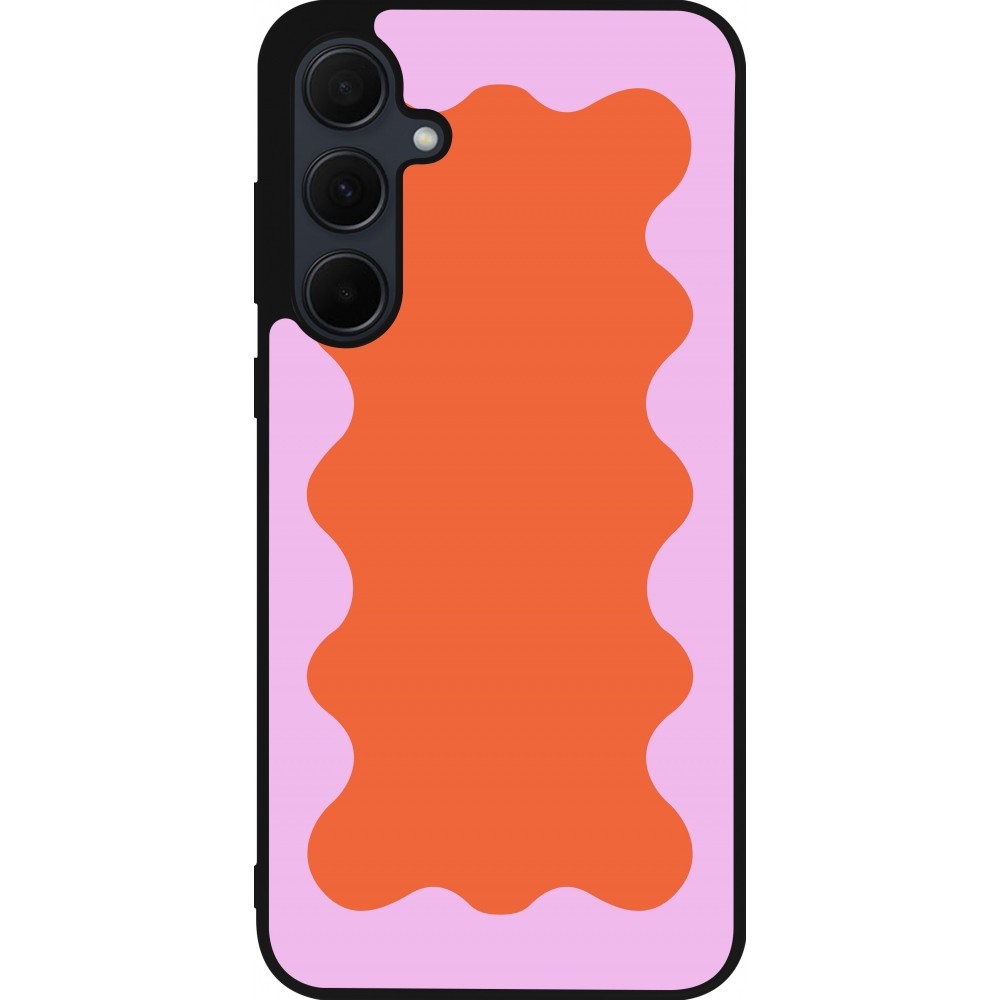 Samsung Galaxy A35 5G Case Hülle - Silikon schwarz Wavy Rectangle Orange Pink