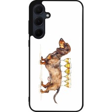 Coque Samsung Galaxy A35 5G - Silicone rigide noir Wine Teckel