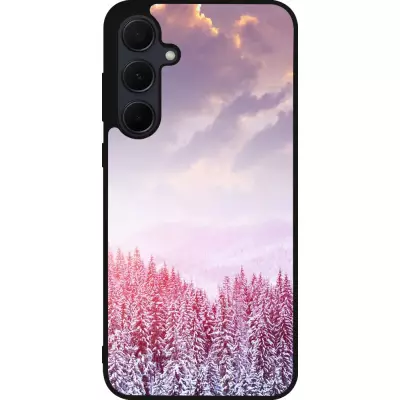 Samsung Galaxy A35 5G Case Hülle - Silikon schwarz Winter 22 Pink Forest