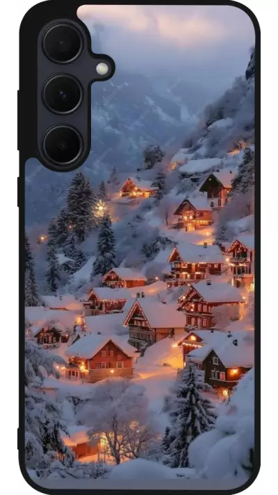 Coque Samsung Galaxy A35 5G - Silicone rigide noir Winter 25 Winter snowy village