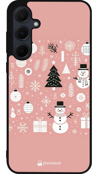 Samsung Galaxy A35 5G Case Hülle - Silikon schwarz Weihnachten 2024 Rose Schneemann Weihnachten