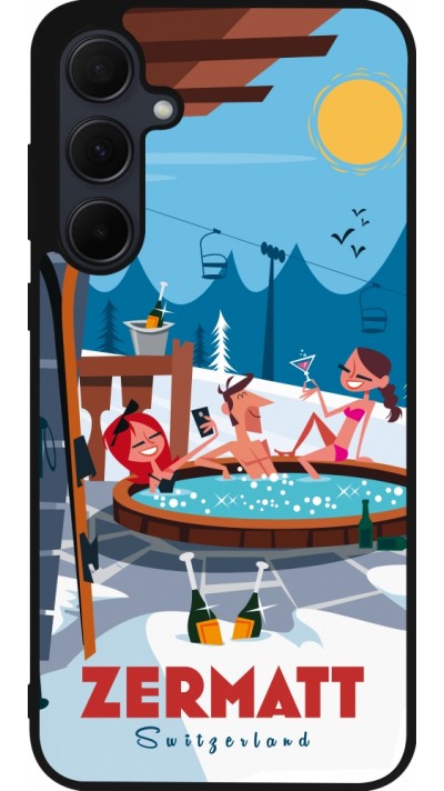Samsung Galaxy A35 5G Case Hülle - Silikon schwarz Zermatt Mountain Jacuzzi
