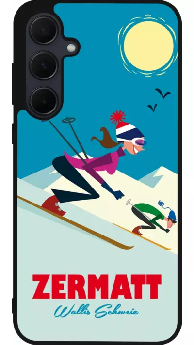Coque Samsung Galaxy A35 5G - Silicone rigide noir Zermatt Ski Downhill