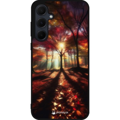Coque Samsung Galaxy A36 - Silicone rigide noir Automne doré glare