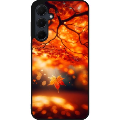 Coque Samsung Galaxy A36 - Silicone rigide noir Automne Magique Orange