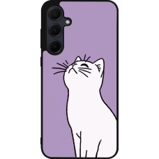 Samsung Galaxy A36 Case Hülle - Silikon schwarz Chat auf lila Hintergrund