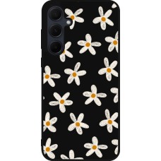 Coque Samsung Galaxy A36 - Silicone rigide noir Easter 2024 white on black flower