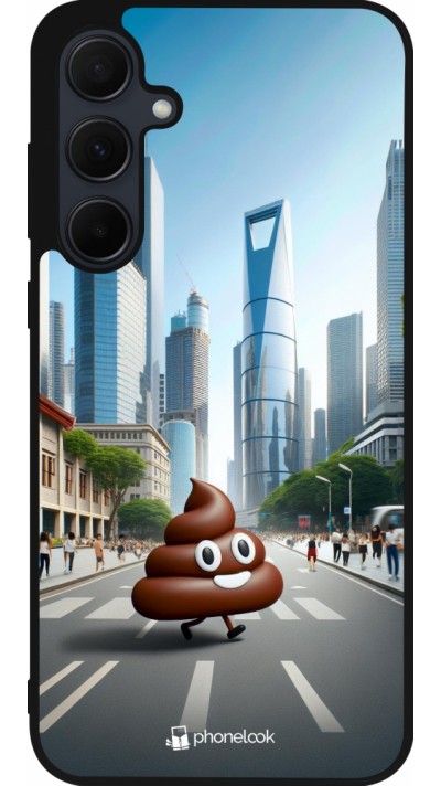 Coque Samsung Galaxy A36 - Silicone rigide noir Emoji Caca walk