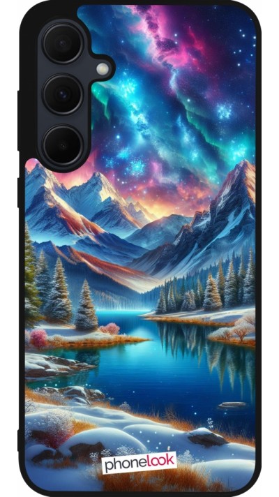 Coque Samsung Galaxy A36 - Silicone rigide noir Fantasy Mountain Lake Sky Stars