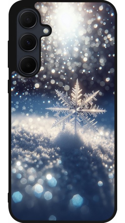 Coque Samsung Galaxy A36 - Silicone rigide noir Flocon Solaire Éclat