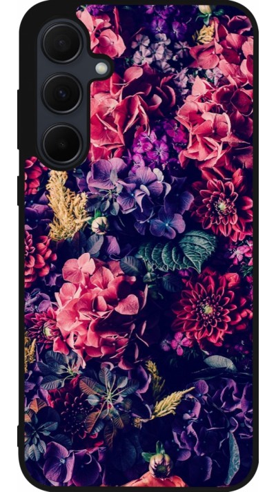 Coque Samsung Galaxy A36 - Silicone rigide noir Flowers Dark