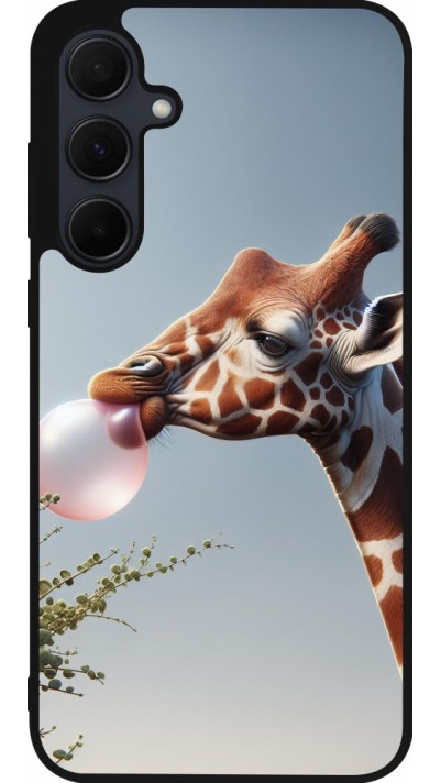 Coque Samsung Galaxy A36 - Silicone rigide noir Girafe à bulle