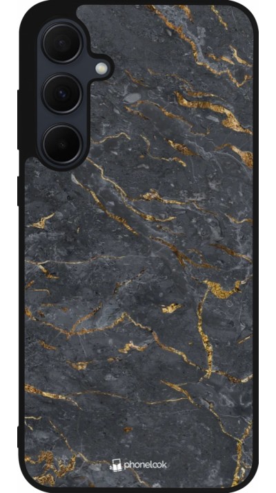 Coque Samsung Galaxy A36 - Silicone rigide noir Grey Gold Marble