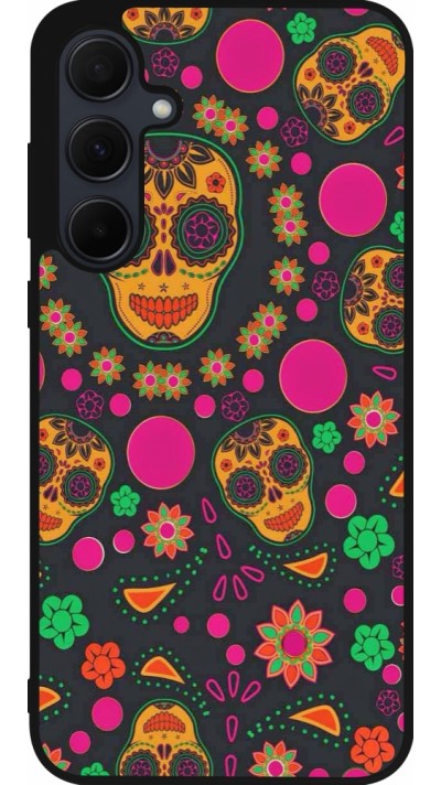 Coque Samsung Galaxy A36 - Silicone rigide noir Halloween 22 colorful mexican skulls