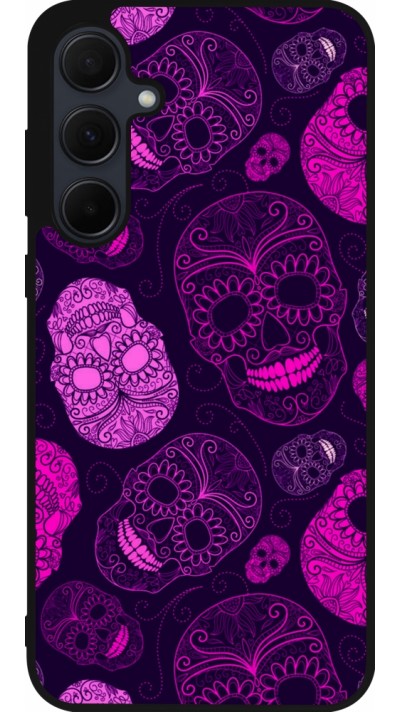 Coque Samsung Galaxy A36 - Silicone rigide noir Halloween 2023 pink skulls