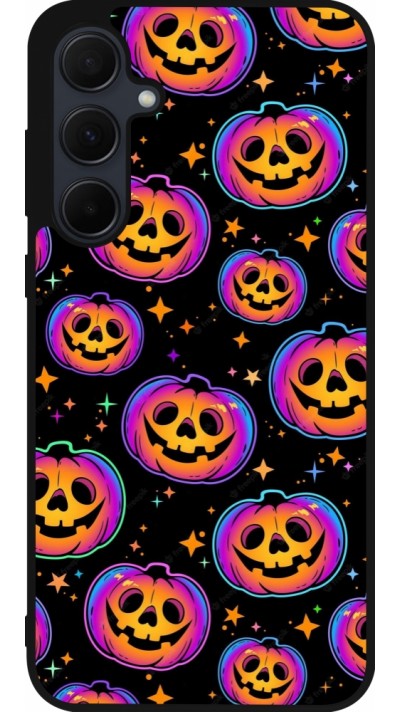 Coque Samsung Galaxy A36 - Silicone rigide noir Halloween 2024 rainbow pumpkins