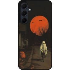 Coque Samsung Galaxy A36 - Silicone rigide noir Halloween 2025 Ghost on a bicycle