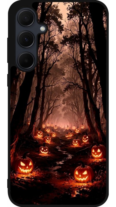 Coque Samsung Galaxy A36 - Silicone rigide noir Halloween 2025 Road of Terrifying Pumpkins