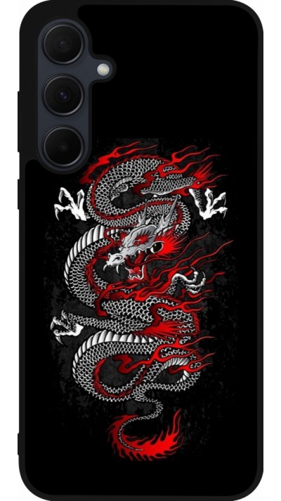 Coque Samsung Galaxy A36 - Silicone rigide noir Japanese style Dragon Tattoo Red Black
