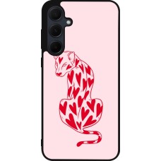 Coque Samsung Galaxy A36 - Silicone rigide noir Leopard with hearts 2026