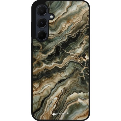 Coque Samsung Galaxy A36 - Silicone rigide noir Marbre Olive