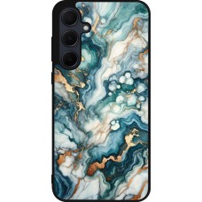 Coque Samsung Galaxy A36 - Silicone rigide noir Marbre Vert Bleu Doré