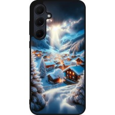 Coque Samsung Galaxy A36 - Silicone rigide noir Mont Neige Lumière