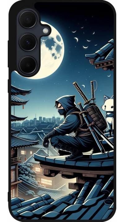 Samsung Galaxy A36 Case Hülle - Silikon schwarz Ninja unter dem Mond