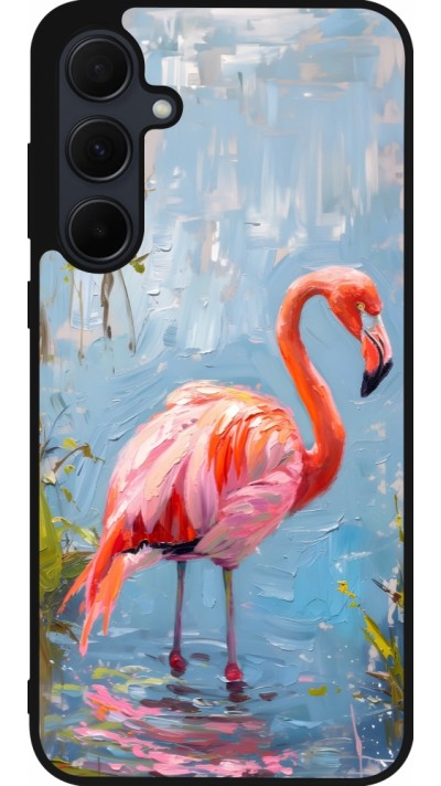 Samsung Galaxy A36 Case Hülle - Silikon schwarz Paint Flamingo