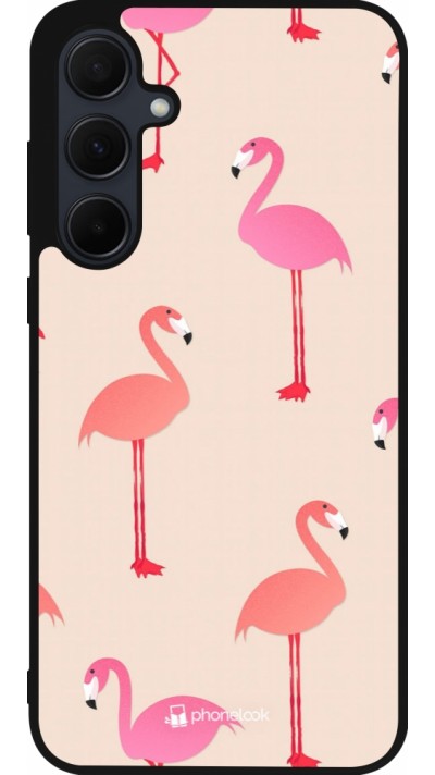 Coque Samsung Galaxy A36 - Silicone rigide noir Pink Flamingos Pattern