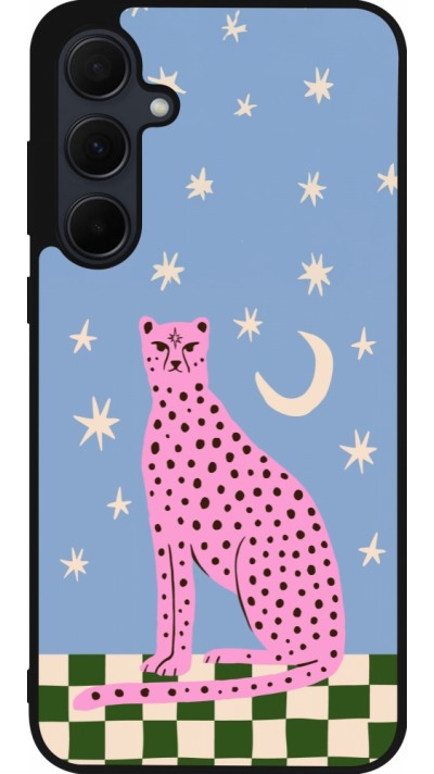 Coque Samsung Galaxy A36 - Silicone rigide noir Pink leopard with stars 2026