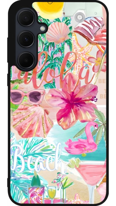 Coque Samsung Galaxy A36 - Silicone rigide noir Preppy Collage Aloha