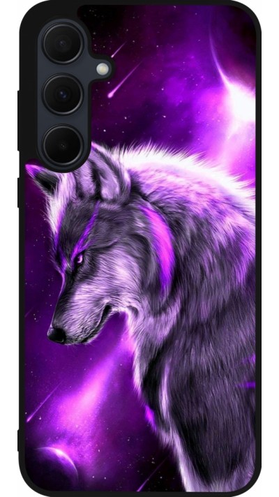 Coque Samsung Galaxy A36 - Silicone rigide noir Purple Sky Wolf