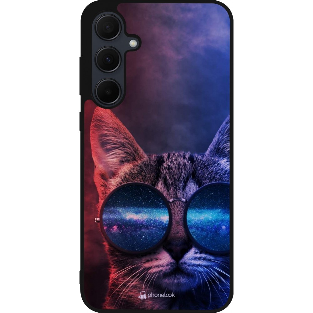 Coque Samsung Galaxy A36 - Silicone rigide noir Red Blue Cat Glasses