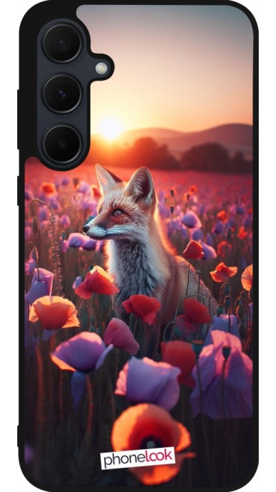 Coque Samsung Galaxy A36 - Silicone rigide noir Renard pourpre au crépuscule