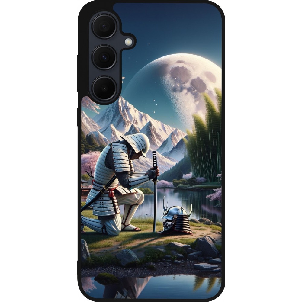 Samsung Galaxy A36 Case Hülle - Silikon schwarz Samurai Katana Mond