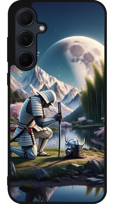 Coque Samsung Galaxy A36 - Silicone rigide noir Samurai Katana Lune