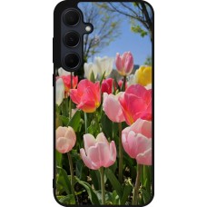 Coque Samsung Galaxy A36 - Silicone rigide noir Tulips 2026